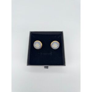 Wedgwood cufflinks Vintage‎ Gold Tone Round Ship Sailing Ship Formal Gift